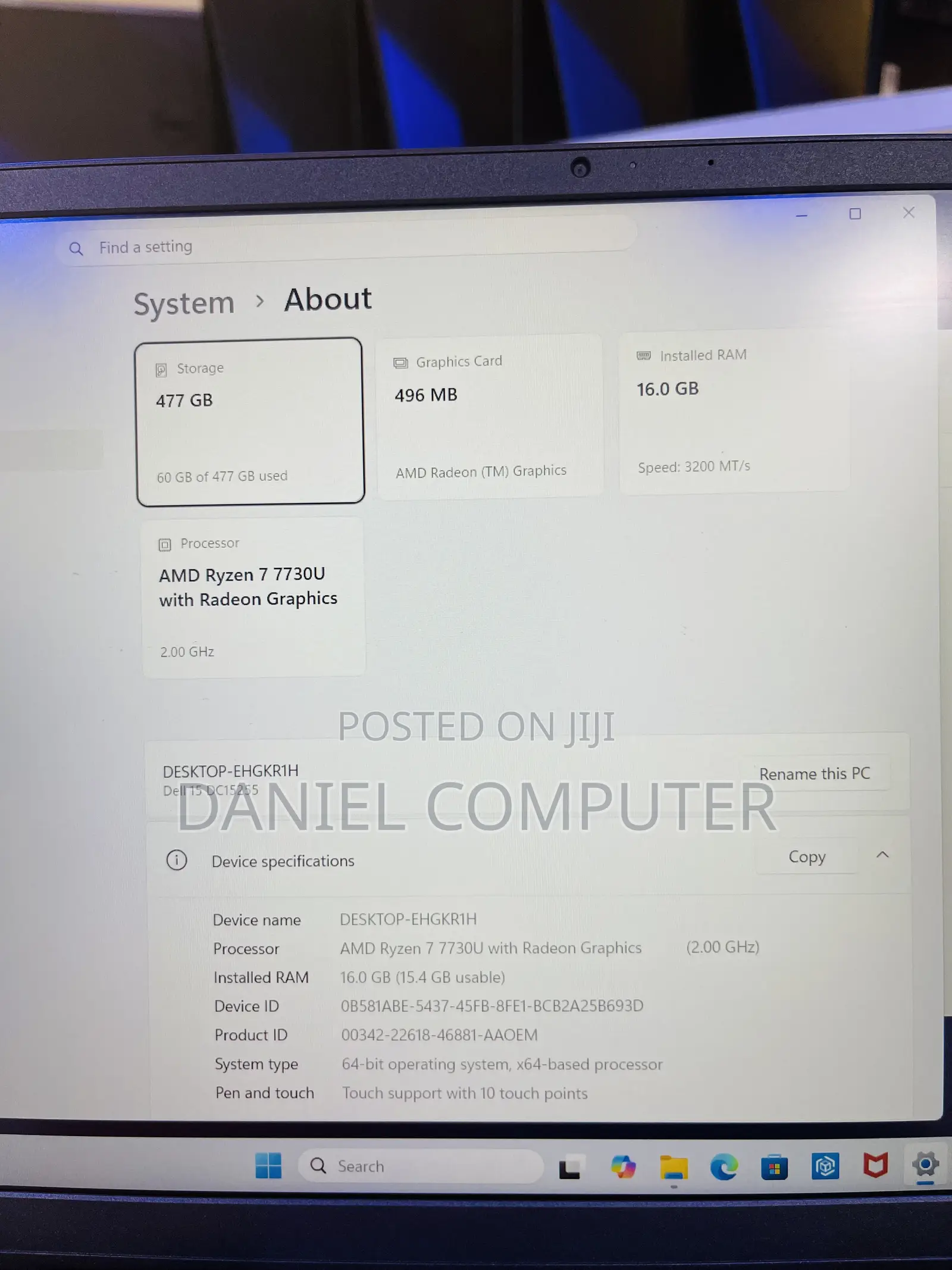 Laptop Dell Inspiron 15 16GB AMD Ryzen 7 SSD 512GB