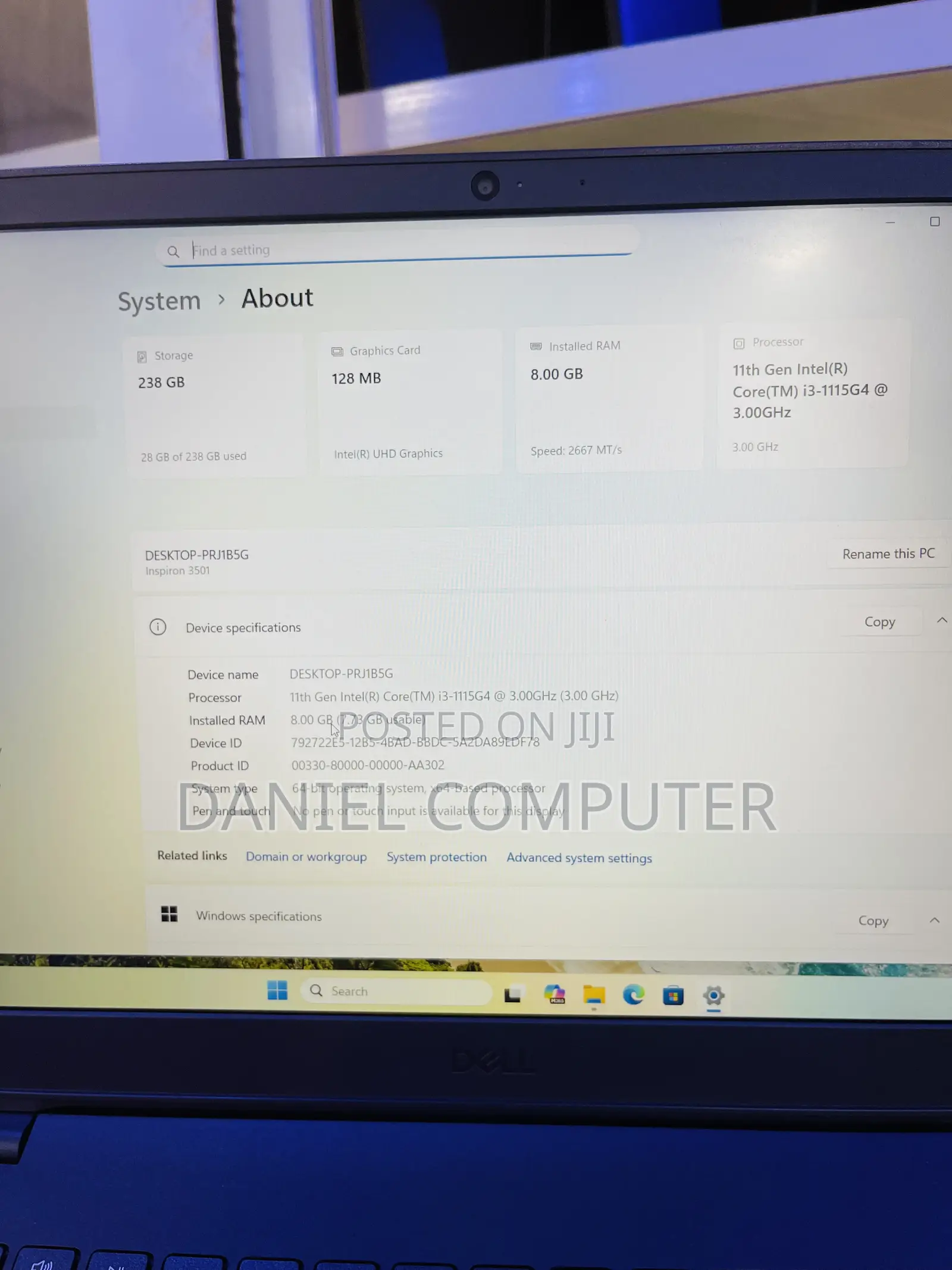 Laptop Dell Inspiron 15 3501 8GB Intel Core i3 SSD 256GB