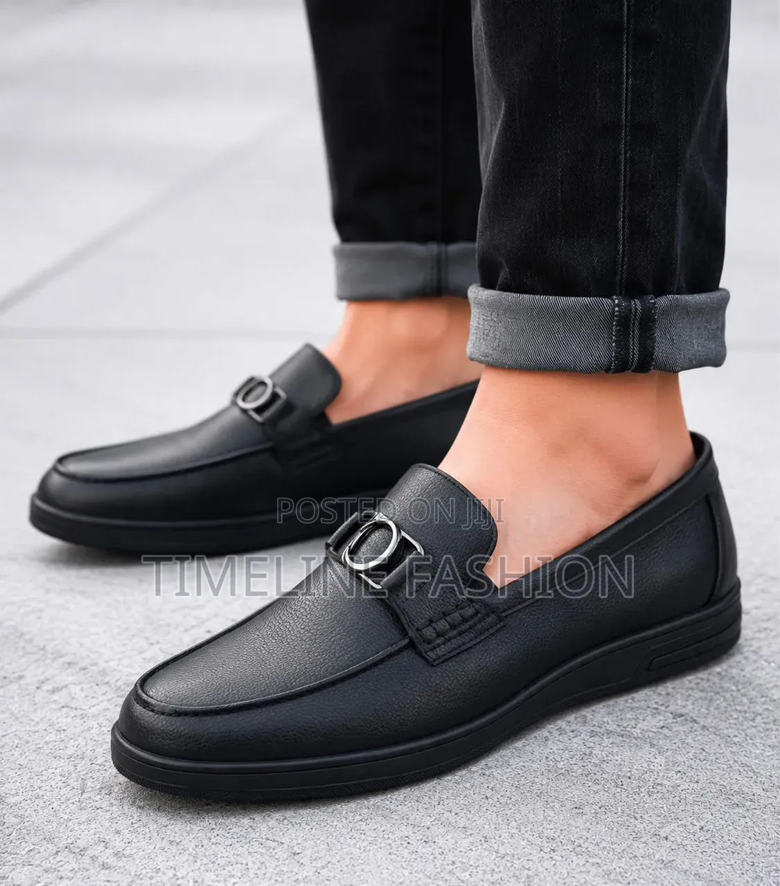 All Black Tods Casual Wear Leather Loafers