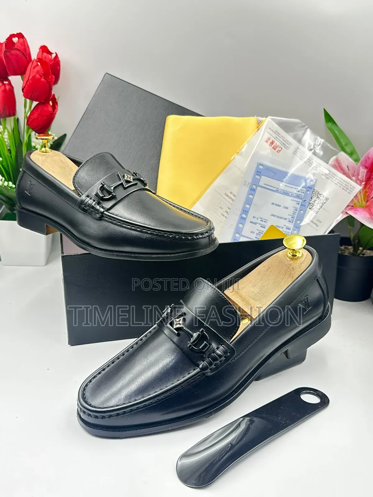 Louis Vuitton Executive Men's Black Leather Loafer Shoes Size 39-46