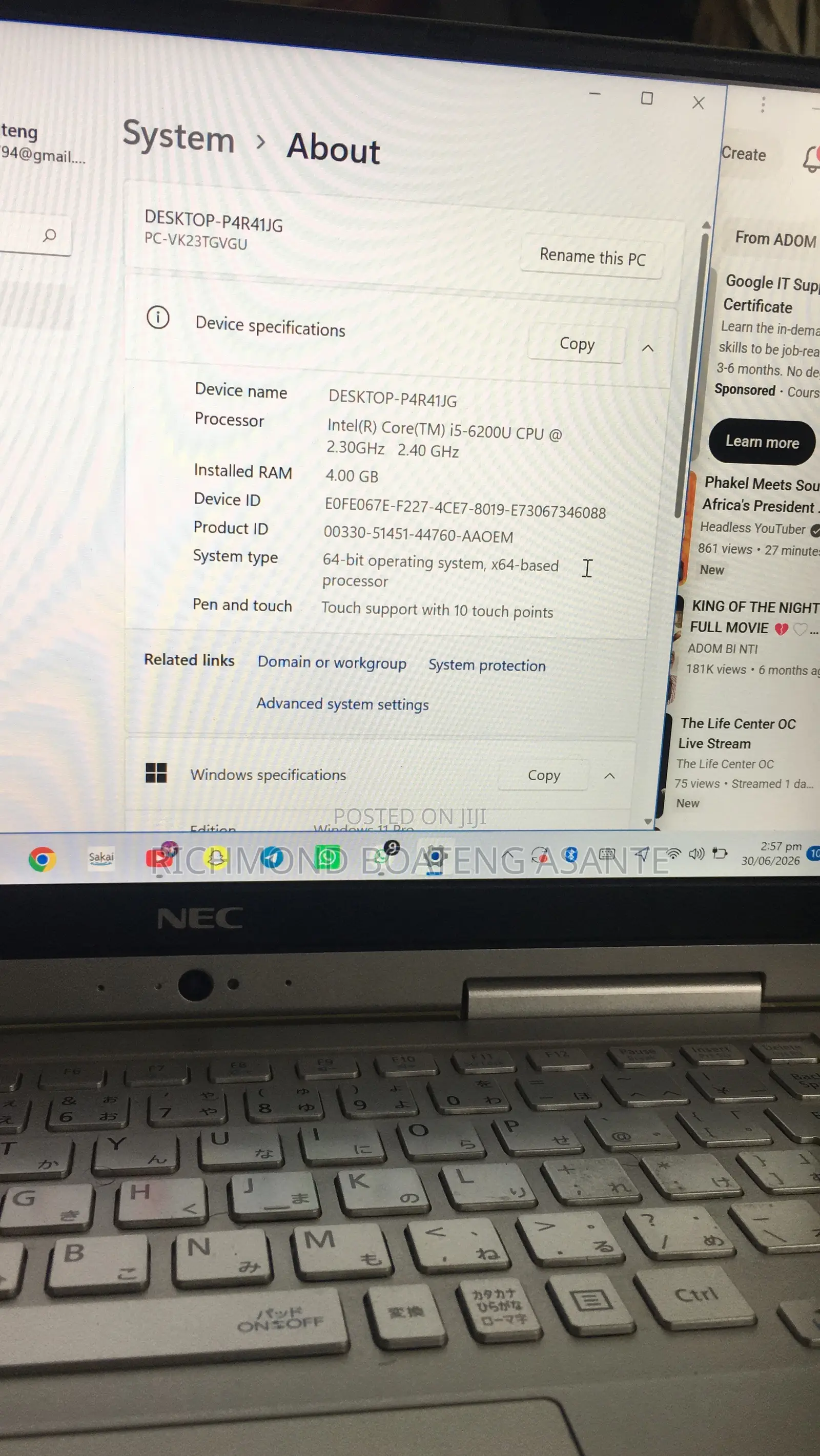 Laptop NEC N22A 4GB Intel Core i5 SSD 128GB