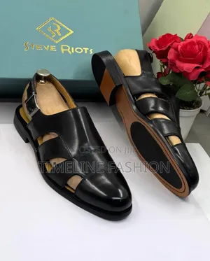Genuine Leather Steve Riot Men's Buckle Shoe Sandals