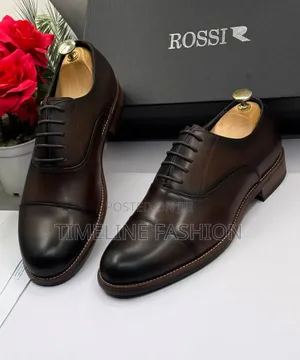 Rossi Coffee Brown Men's Toe Cap Leather Lace-Up Shoes