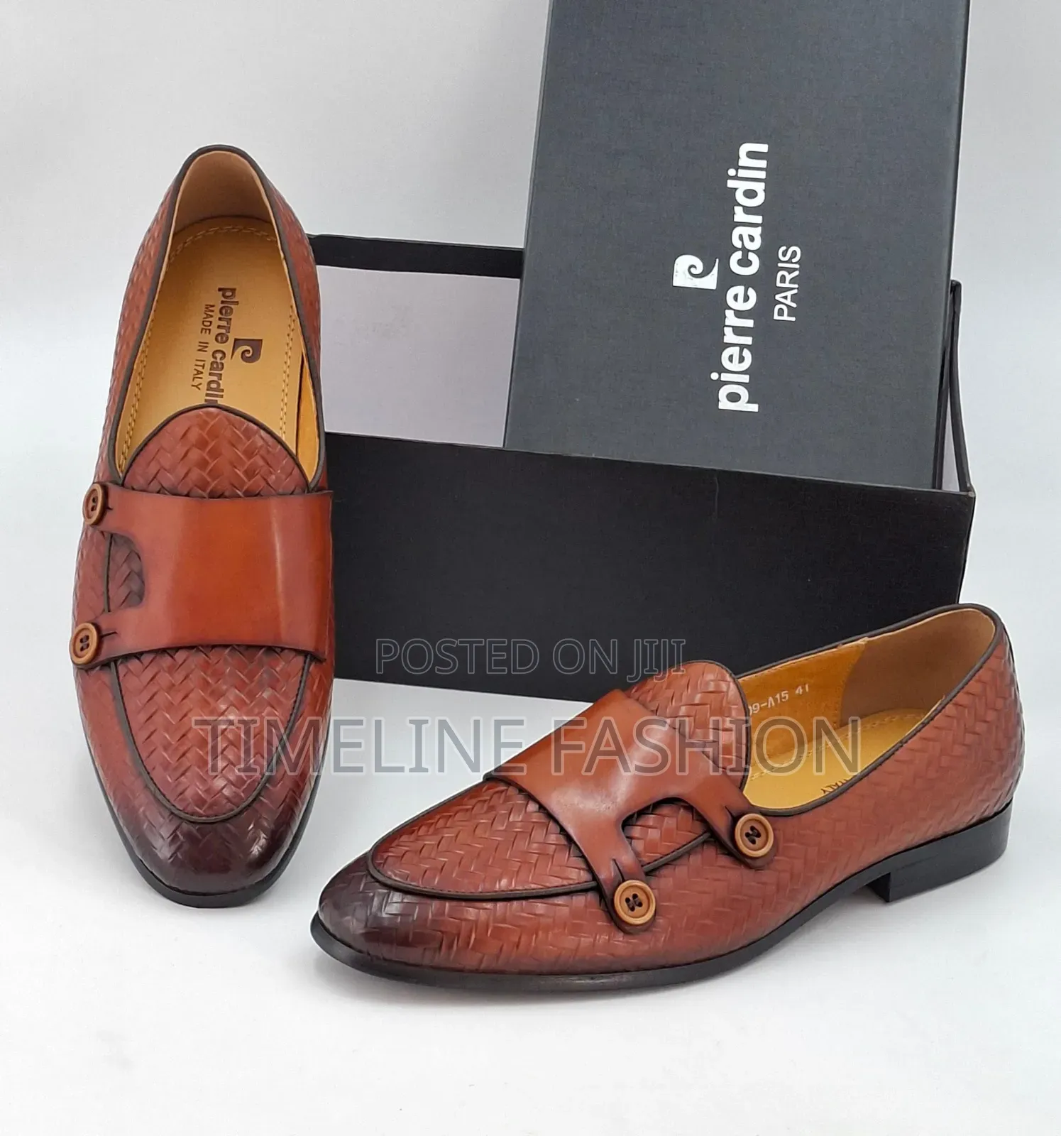 Pierre Cardin Executive Men's Brown Leather Monk Strap Shoes