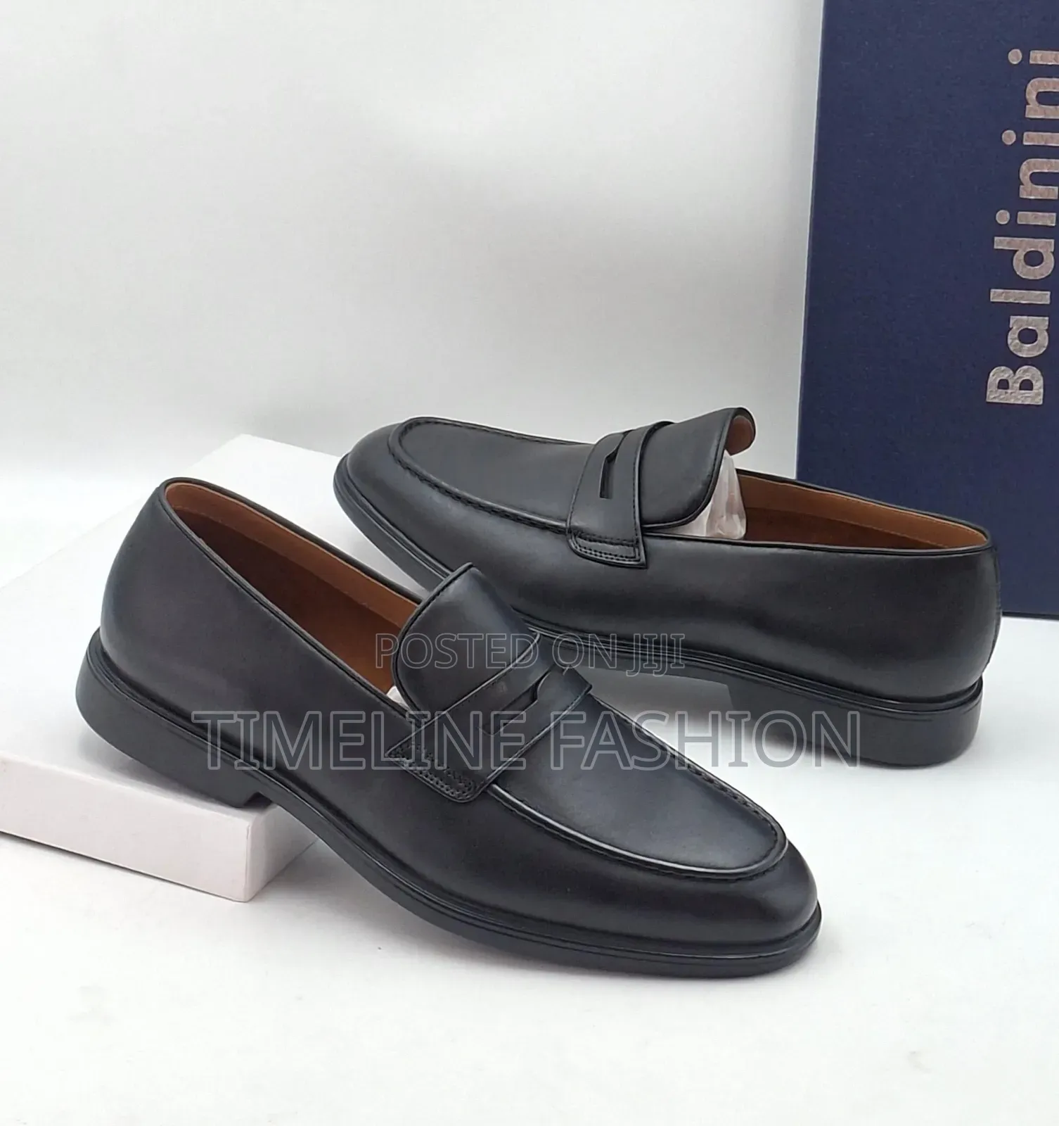 Baldinini Executive Men's Black Leather Easy Wear Shoes