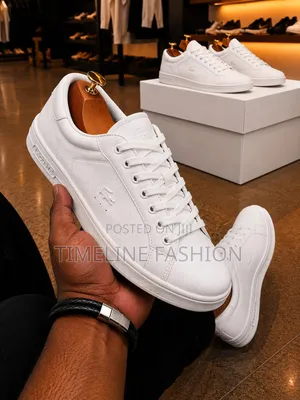 All White Lacoste Lace Up Leather Sneakers