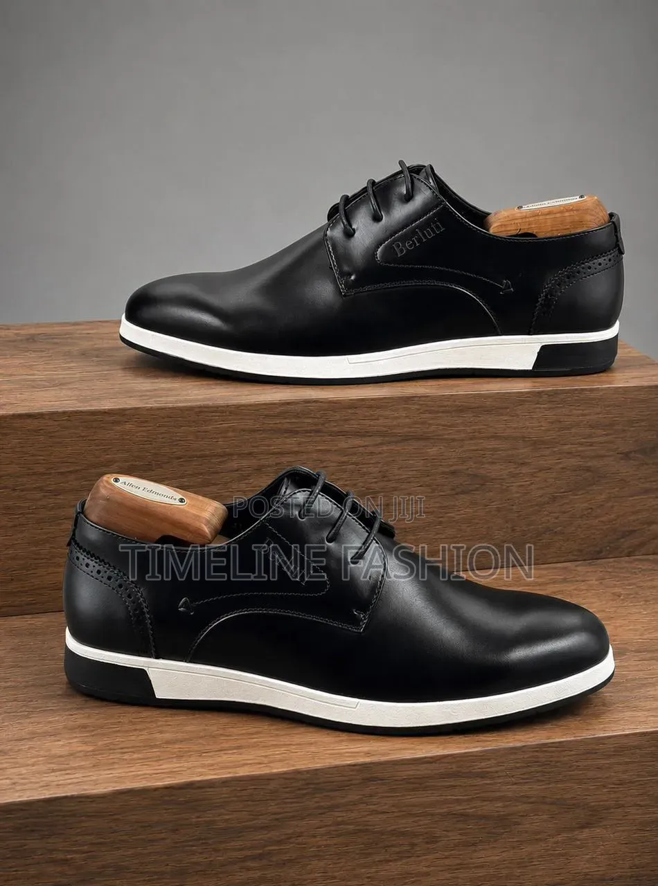 Black and White Men's Leather Sneakers, Berluti Style