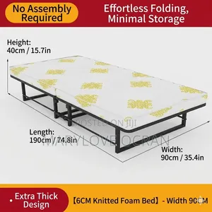 Extra Thick Designs Foldable Bed Plus Mattress