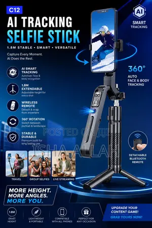 C12 AI Smart Tracking Selfie Stick Pro