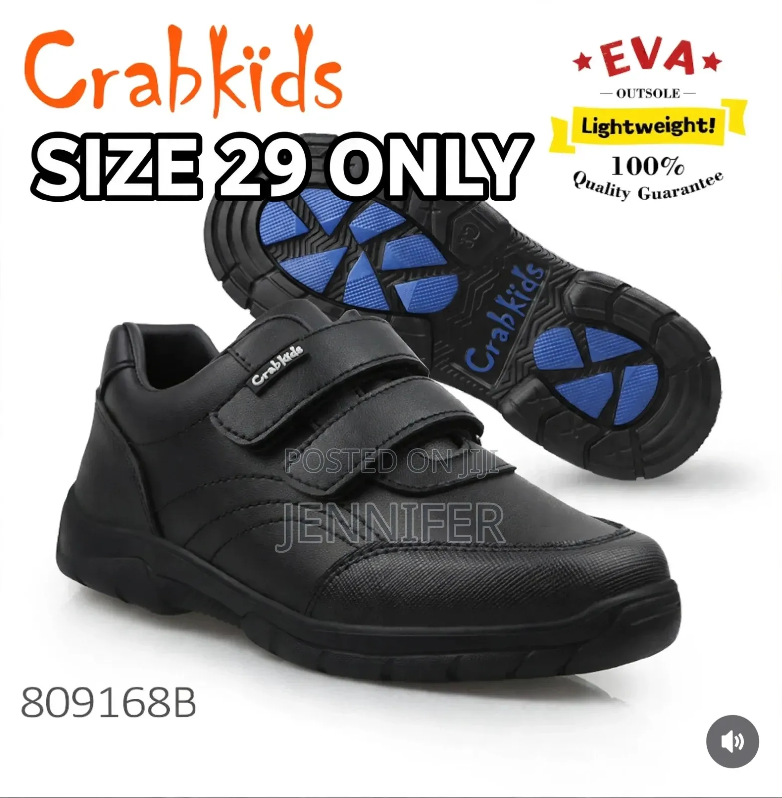 Crabkids Black School Shoes