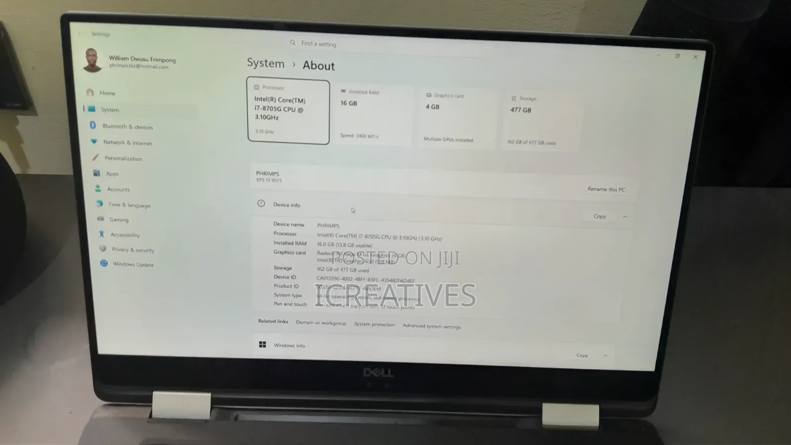 Laptop Dell XPS 15 9575 2-in-1 16GB Intel Core i7 SSD 500GB
