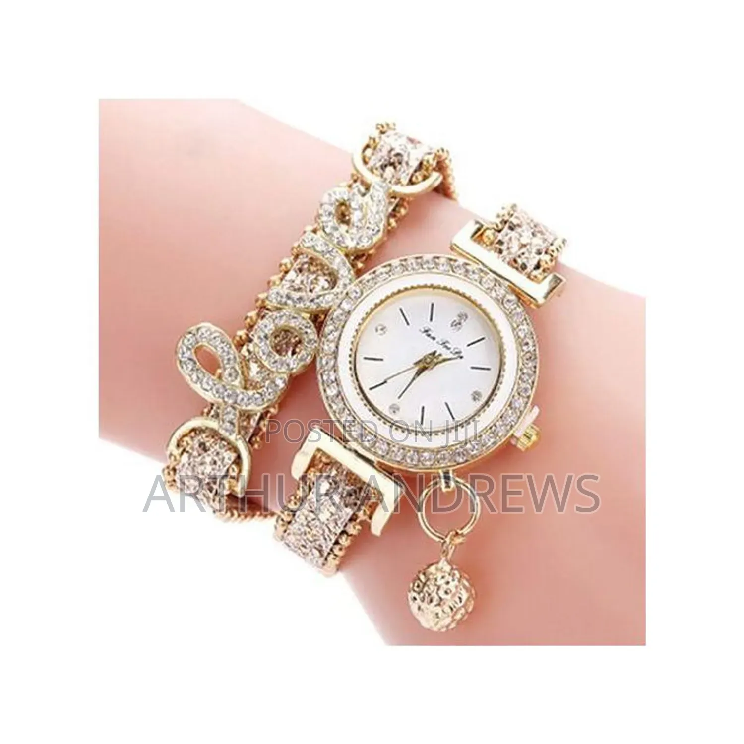 Quartz Watch for Women Rhinestone Bracelet Watch - Gold