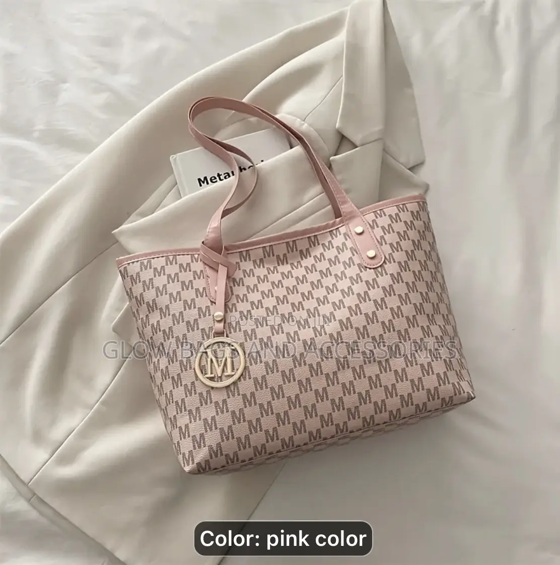 Pink Monogrm M Tote Bag