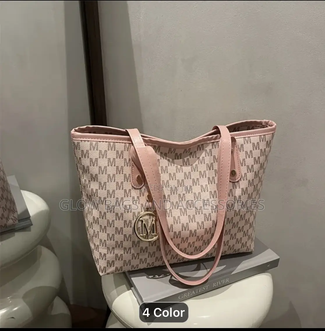 Pink Monogrm M Tote Bag