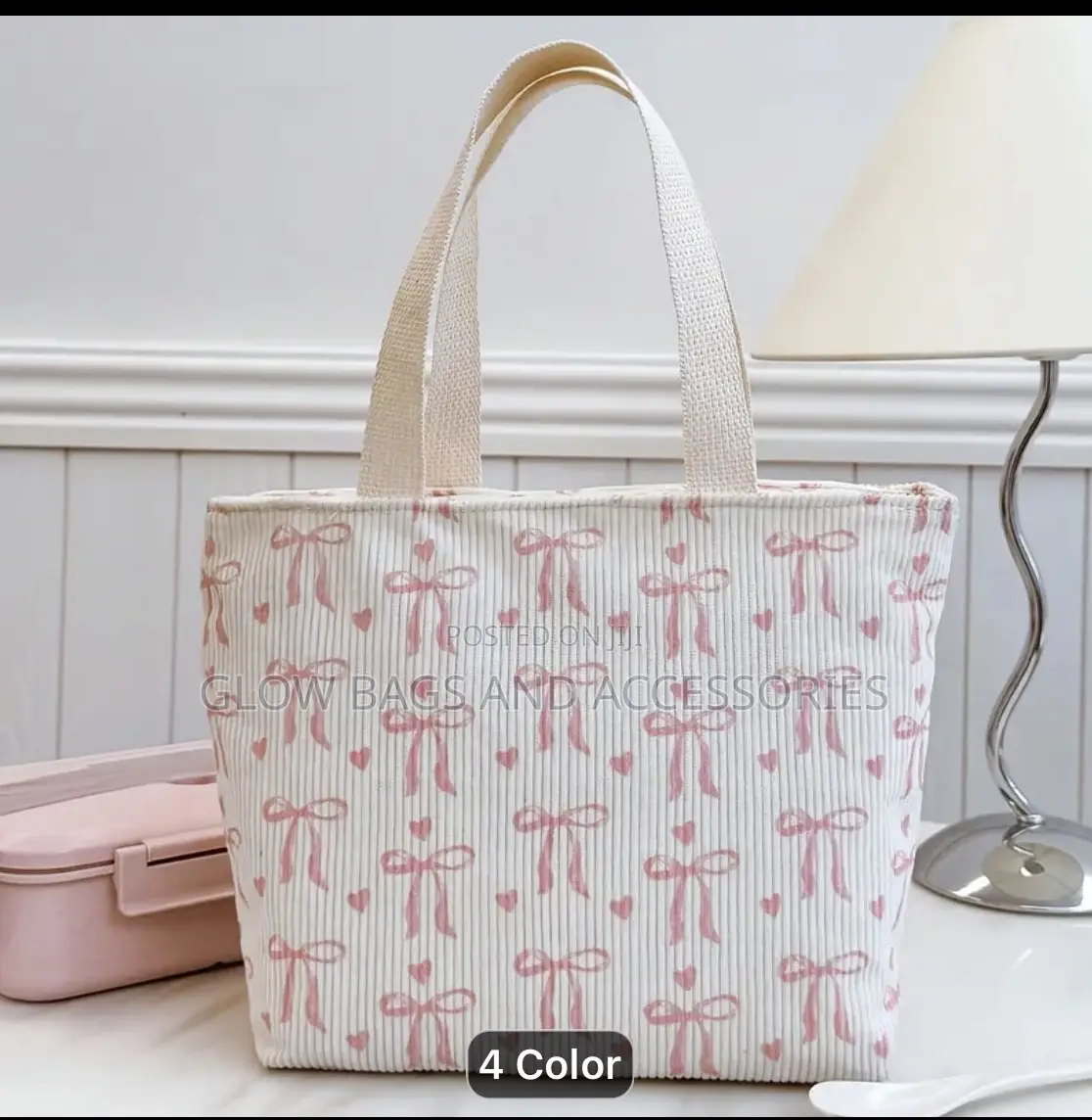 Pink Bow Corduroy Tote Bag for Ladies - Aesthetic
