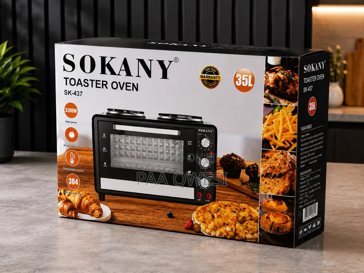SOKANY 35L Oven With Double Electric Burner Original