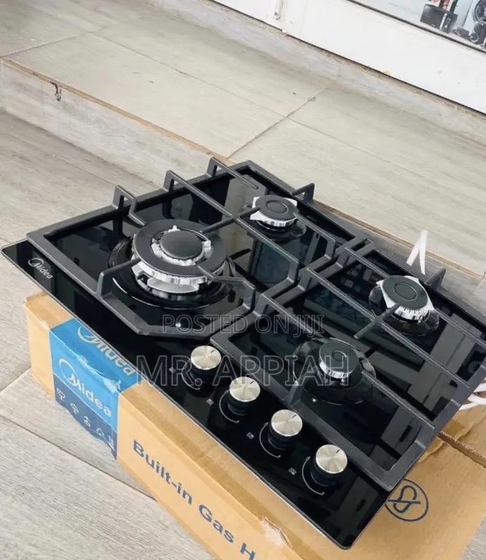 Extremely Durable Midea 60cm 4 Gas Tempered Glass Hob(Black) 