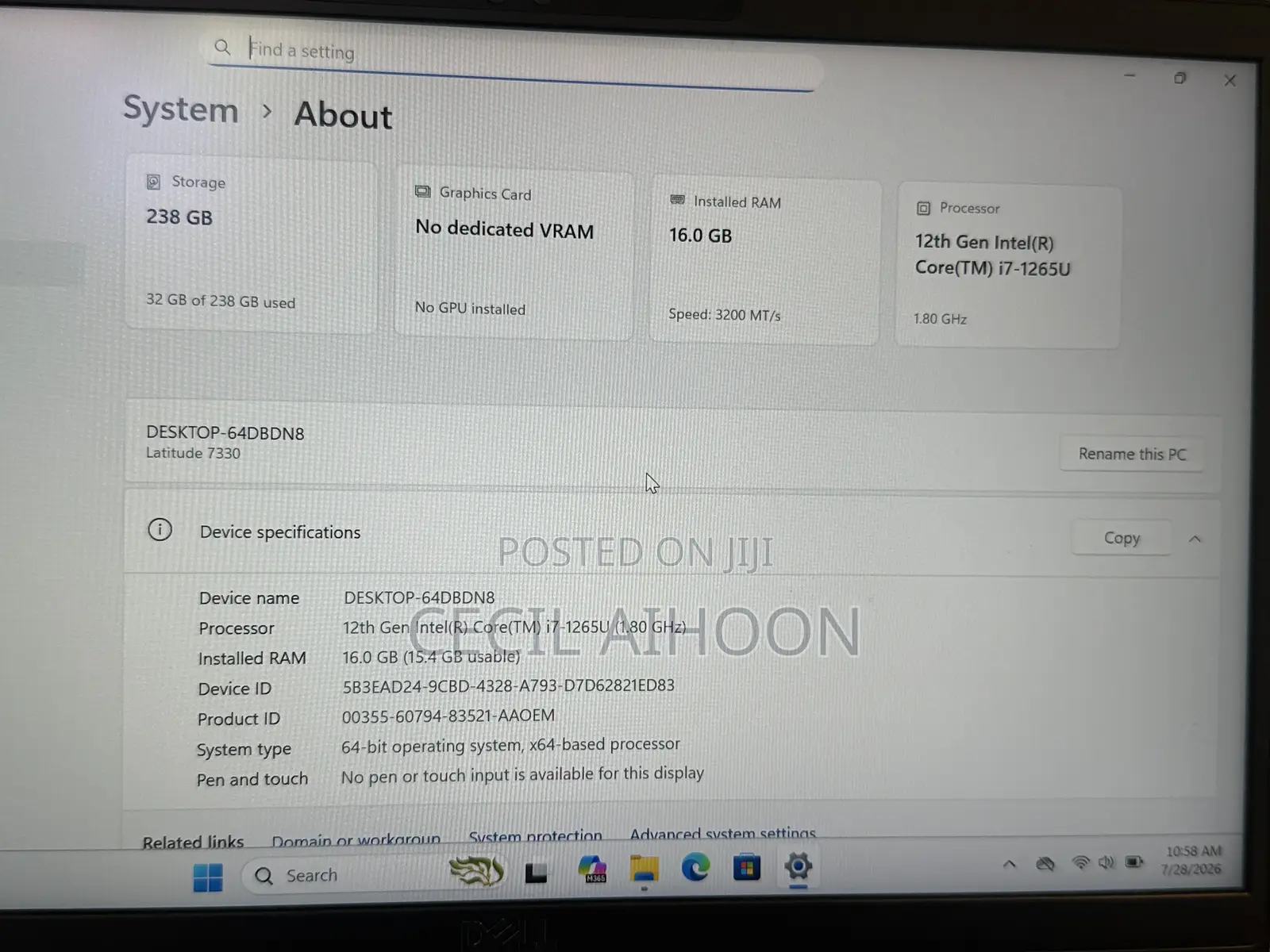 Laptop Dell Latitude 7330 16GB Intel Core i7 SSD 256GB