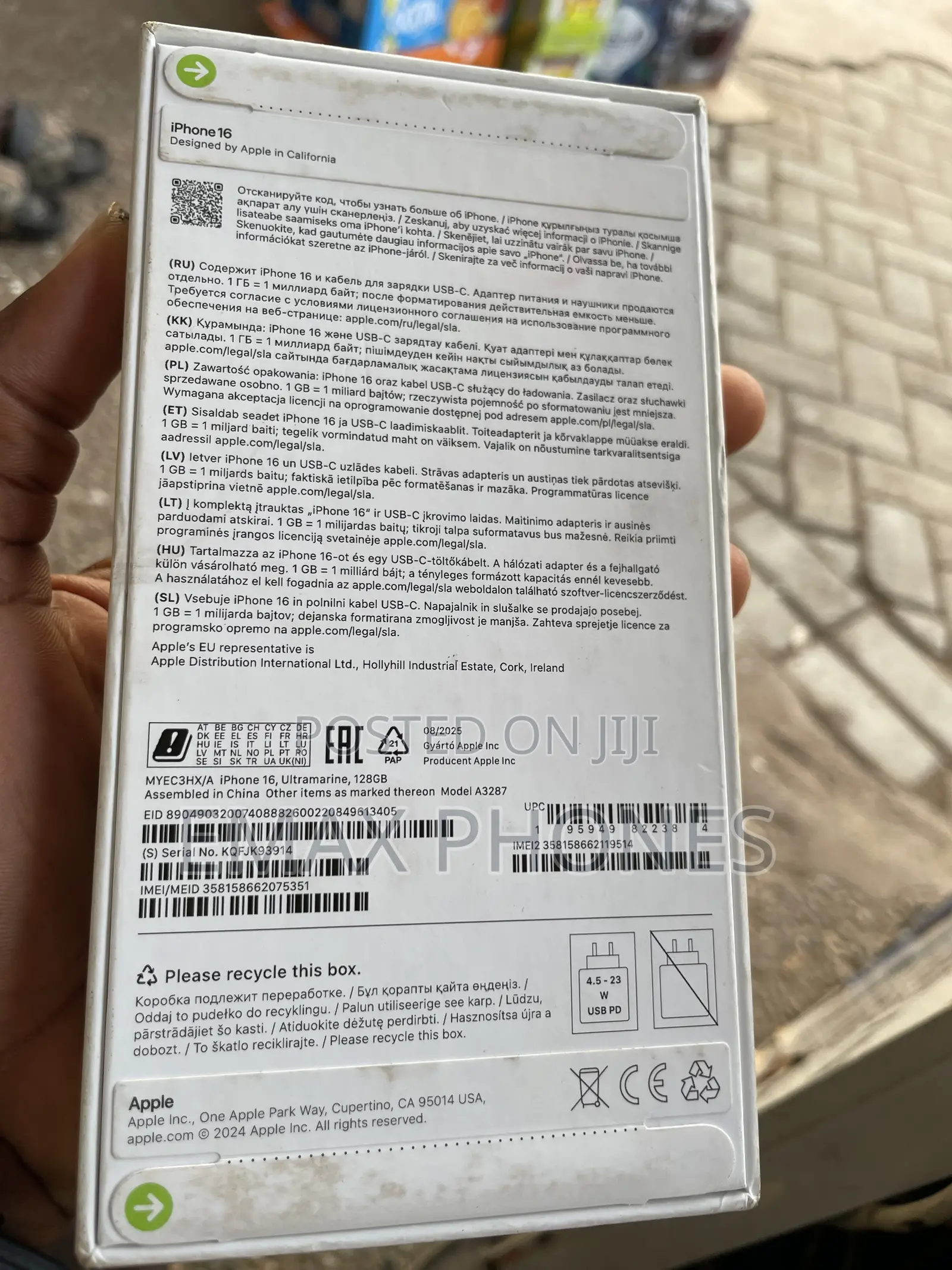 New Apple iPhone 16 128 GB Blue