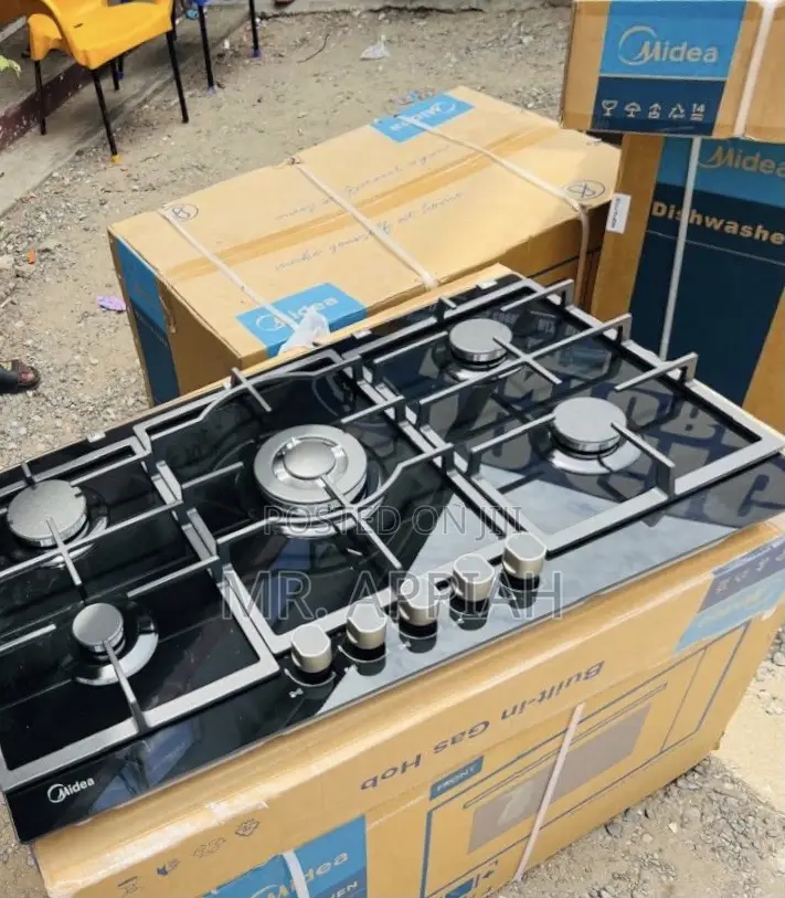 Unique Midea 90GQ095 5 Gas Hob With Auto Ignition(Black).