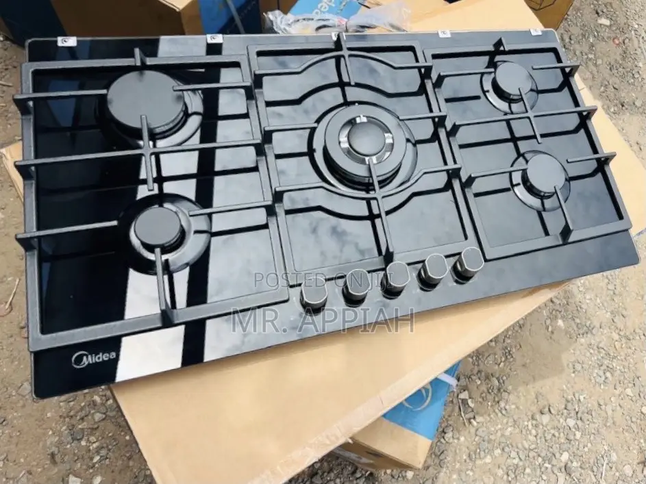 Authentic Midea 5 Gas Tempered Glass Hob(Black)Auto Ignition