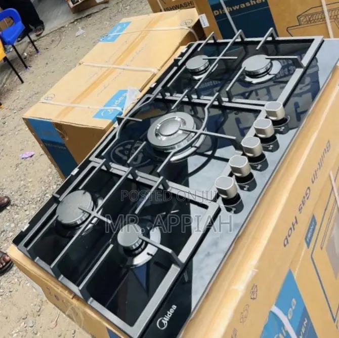 Authentic Midea 5 Gas Tempered Glass Hob(Black)Auto Ignition