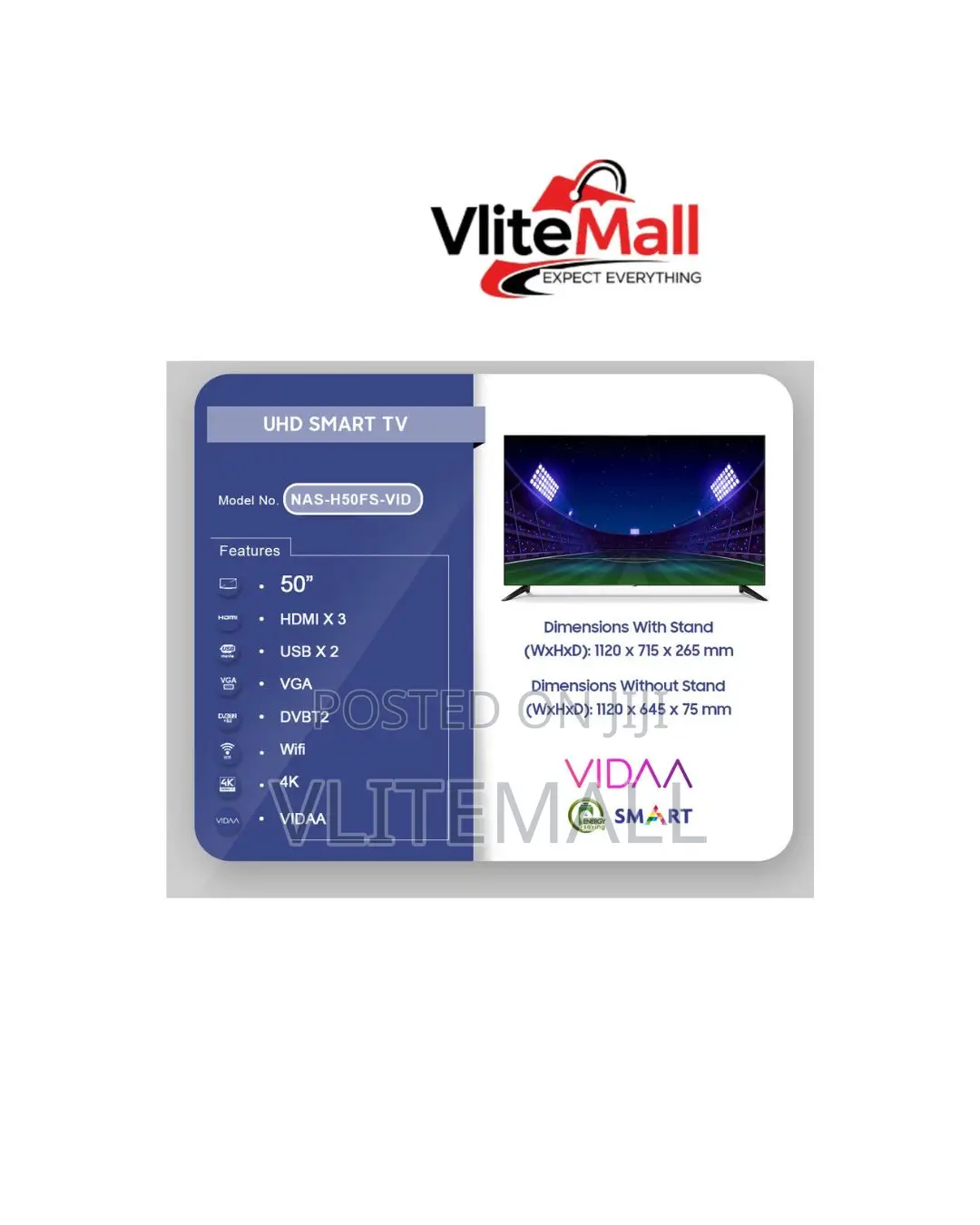 Nasco 50”UHD Smart Flat Television
Sku:
Nas-H50fs-Vid
