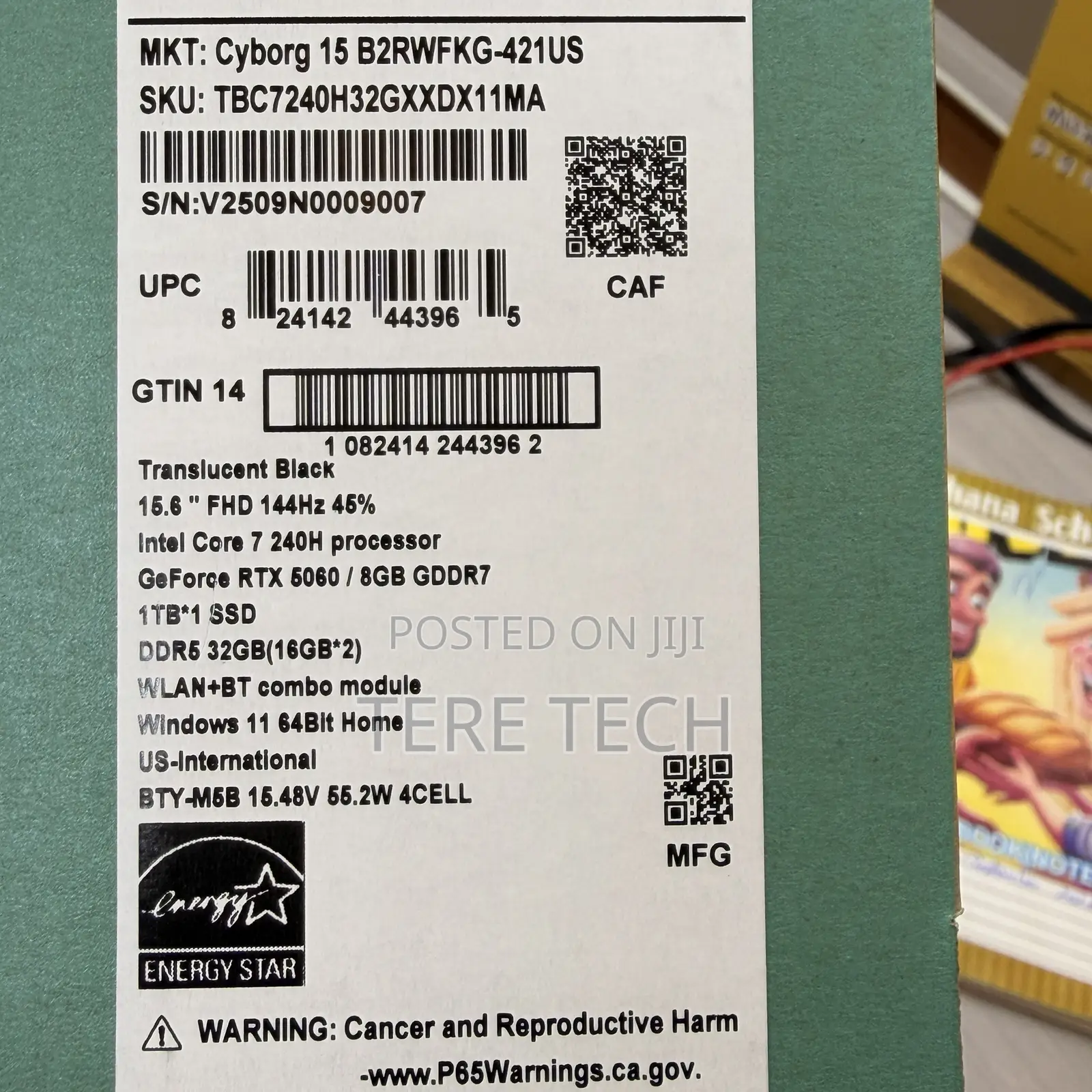 New Laptop MSI Cyborg 15 32GB Intel Core 7 SSD 1T