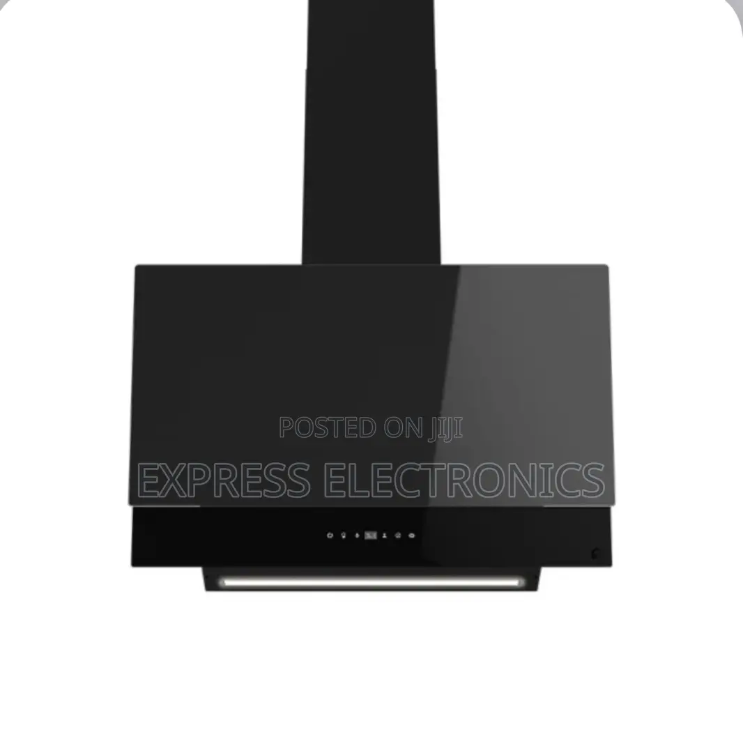 Shop the New Midea 90cm Angled Cooker Hood W/ Black Tempered Glass