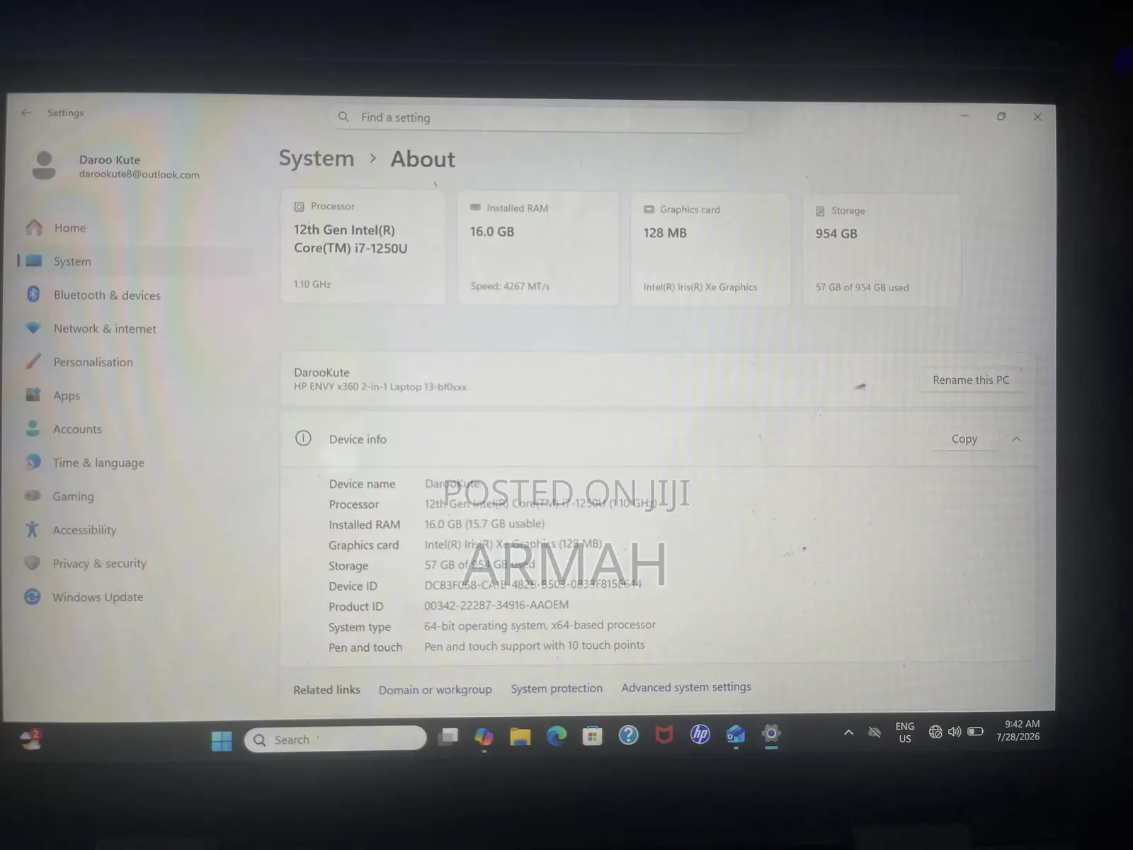 Laptop HP Envy x360 13z 16GB Intel SSD 2T