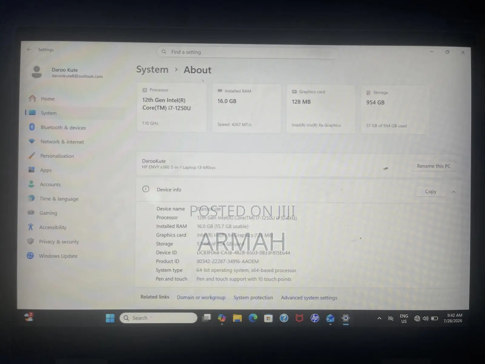 Laptop HP Envy x360 13z 16GB Intel SSD 2T