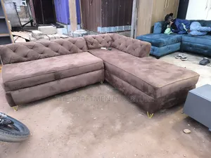 Luxury Brown Velvet 3 in 1 L-Shape Sofa