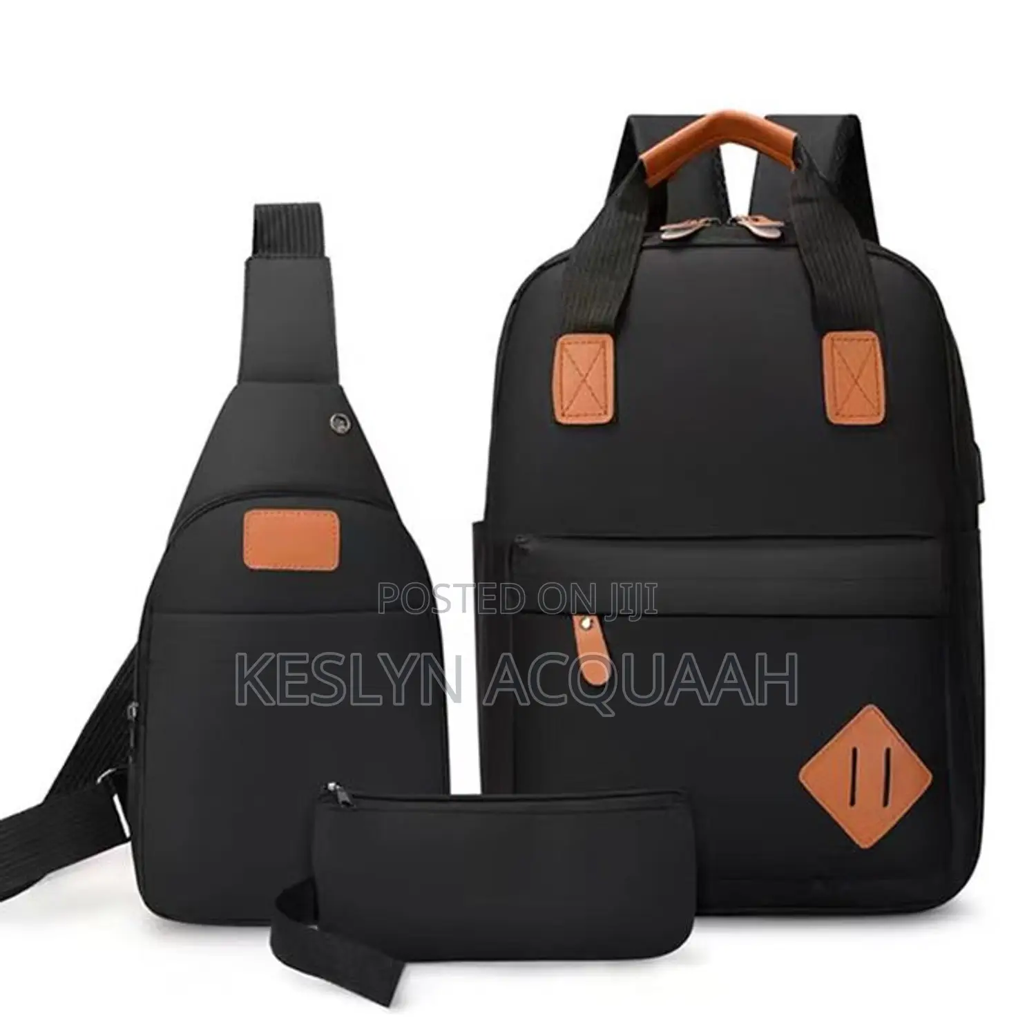 School Backpack With USB Slot-Black’ 711070