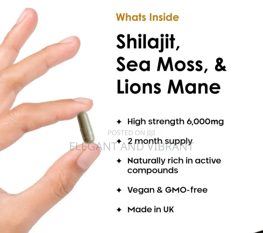 Shilijat, Sea Moss and Lions Mane Capsules, 6000mg High Strength Cap
