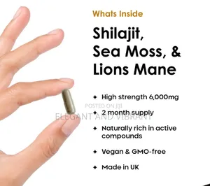 Shilijat, Sea Moss and Lions Mane Capsules, 6000mg High Strength Cap