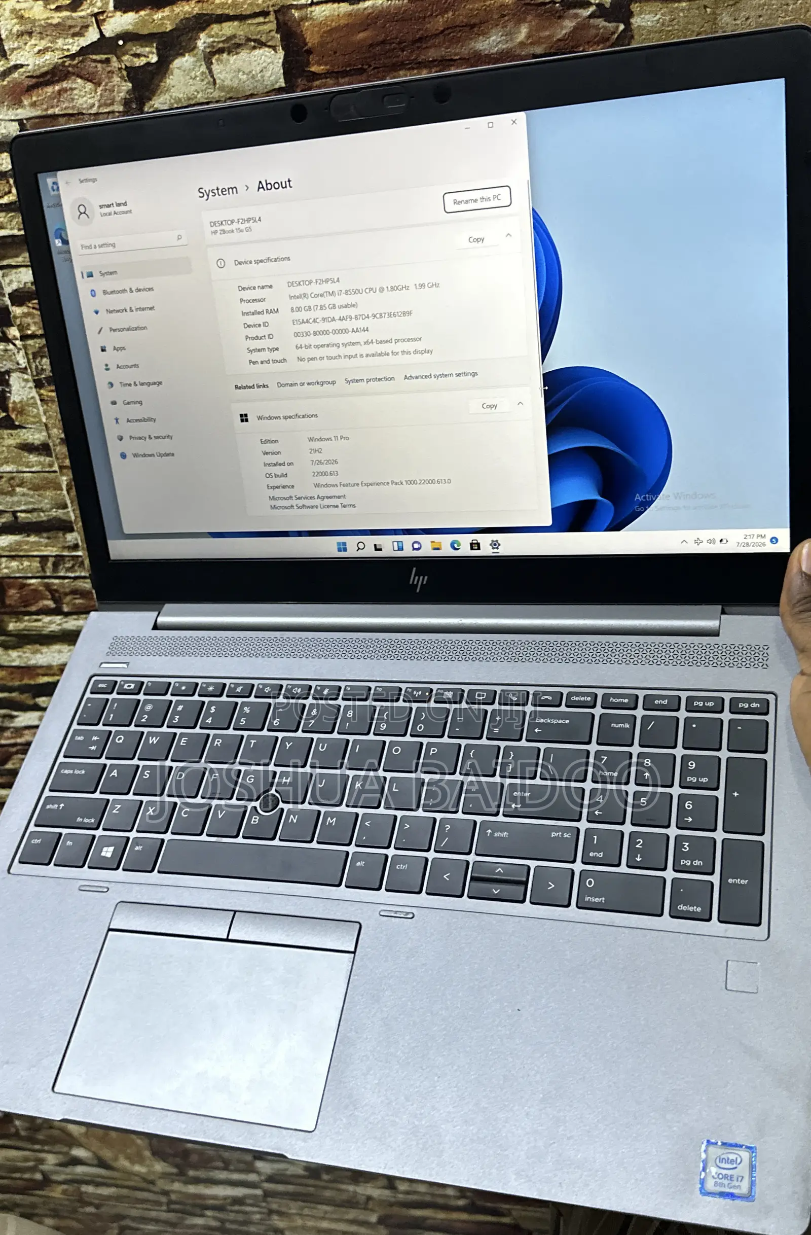 Laptop HP ZBook 15u G5 8GB Intel Core i7 SSD 256GB