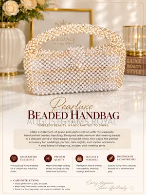 Luxe Pearl Beaded Handbag – Elegant Champagne Ivory Evening Clutch
