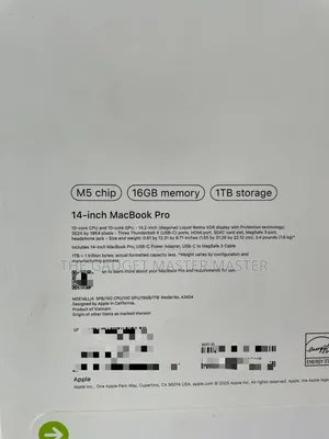 New Laptop Apple MacBook Pro 2025 M5 16GB Apple M5 SSD 1T
