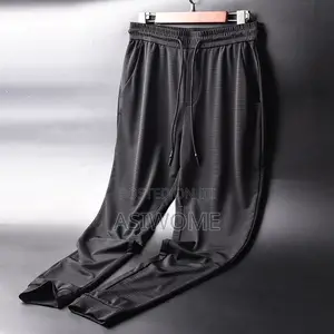 Men’s Ice Silk Sports Pants - Breathable Mesh (Black)