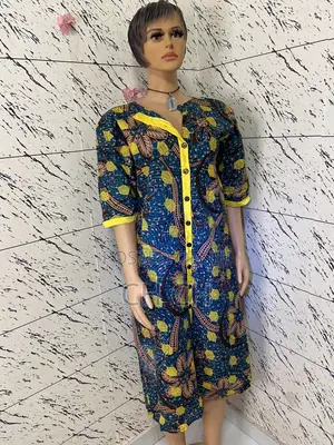 New Beautiful African Print Knee Length Shirt Dress