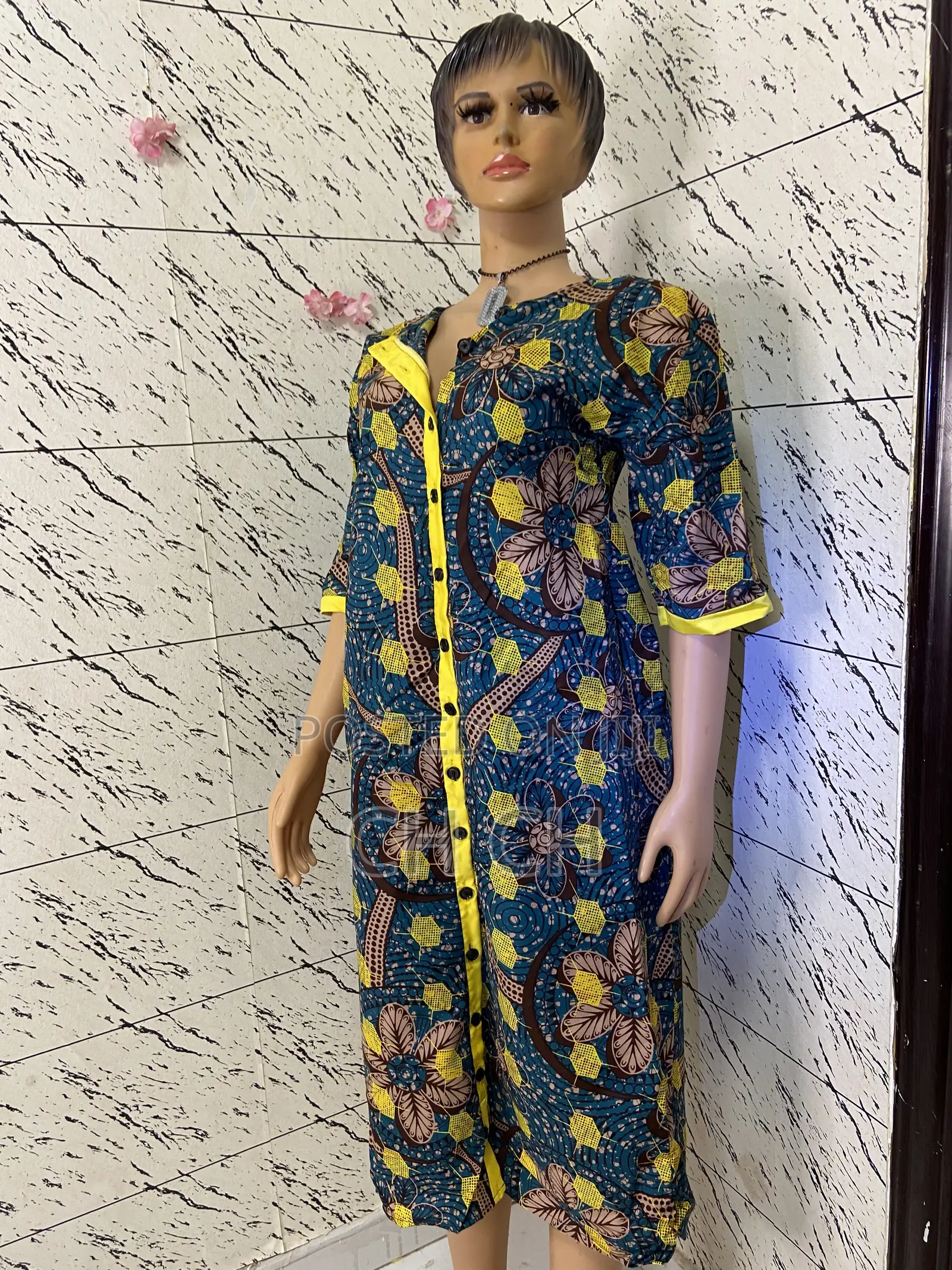 New Beautiful African Print Knee Length Shirt Dress