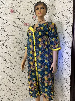 New Beautiful African Print Knee Length Shirt Dress