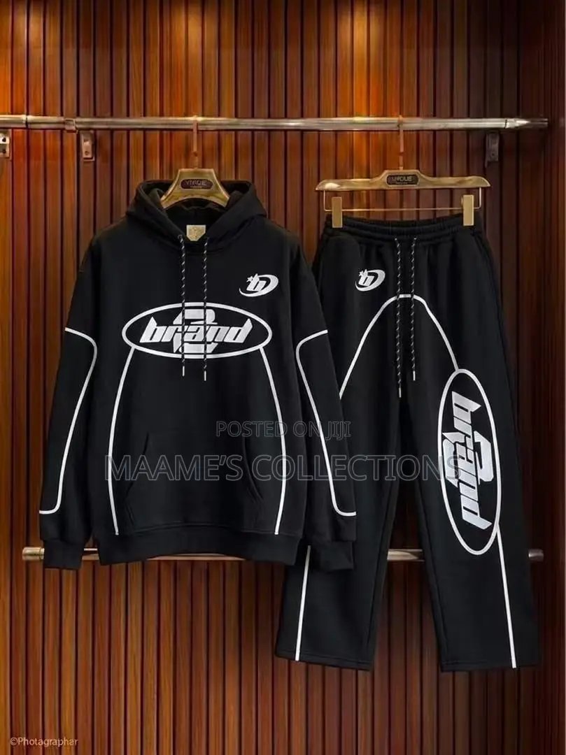Men’s Oversized Hooded Tracksuit Set – Graphic Hoodie Sweatpants