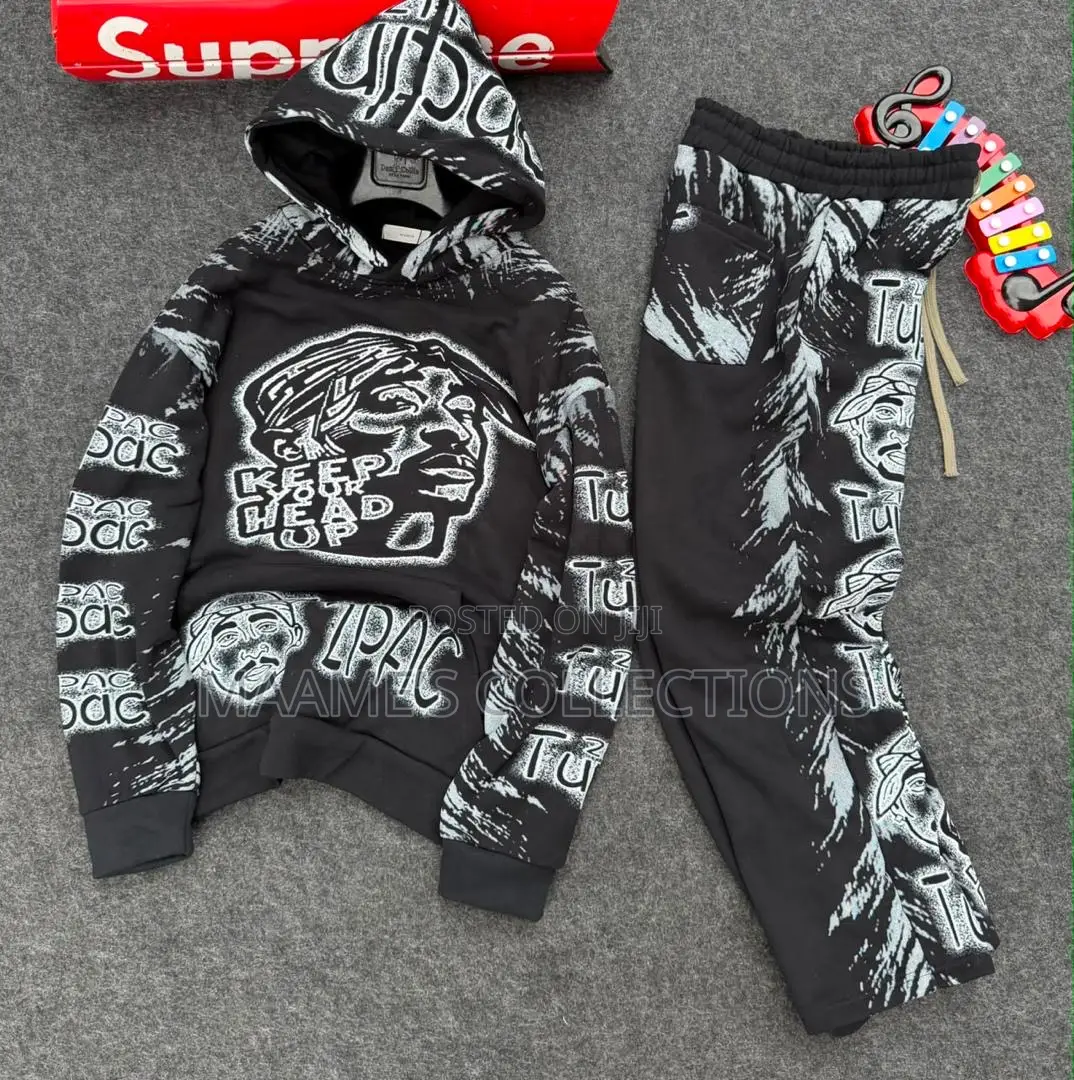 Men’s Oversized Hooded Tracksuit Set – Graphic Hoodie Sweatpants