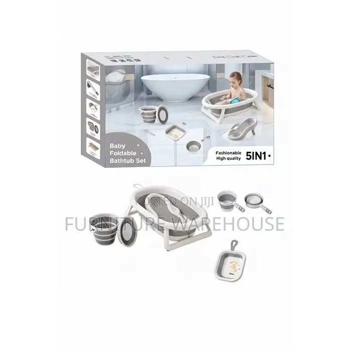 Grey 5-in-1 Baby Foldable Bathtub Set