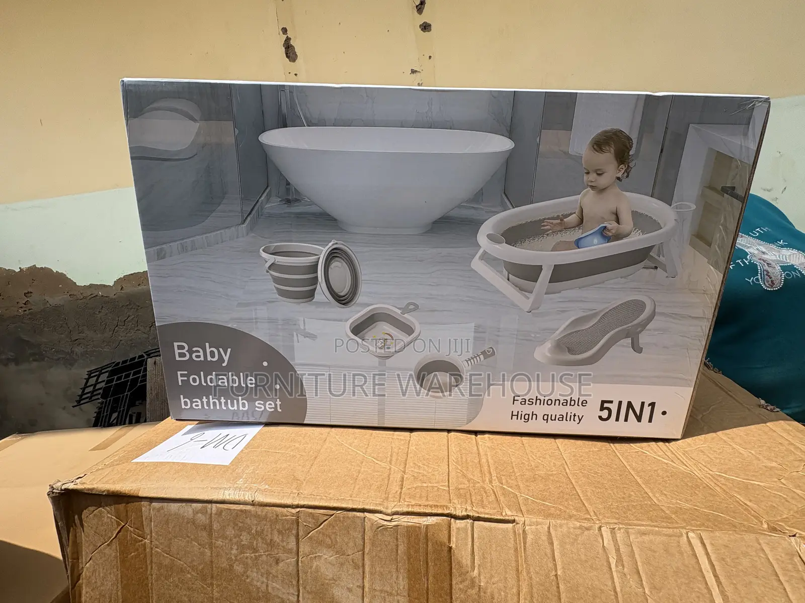 Grey 5-in-1 Baby Foldable Bathtub Set