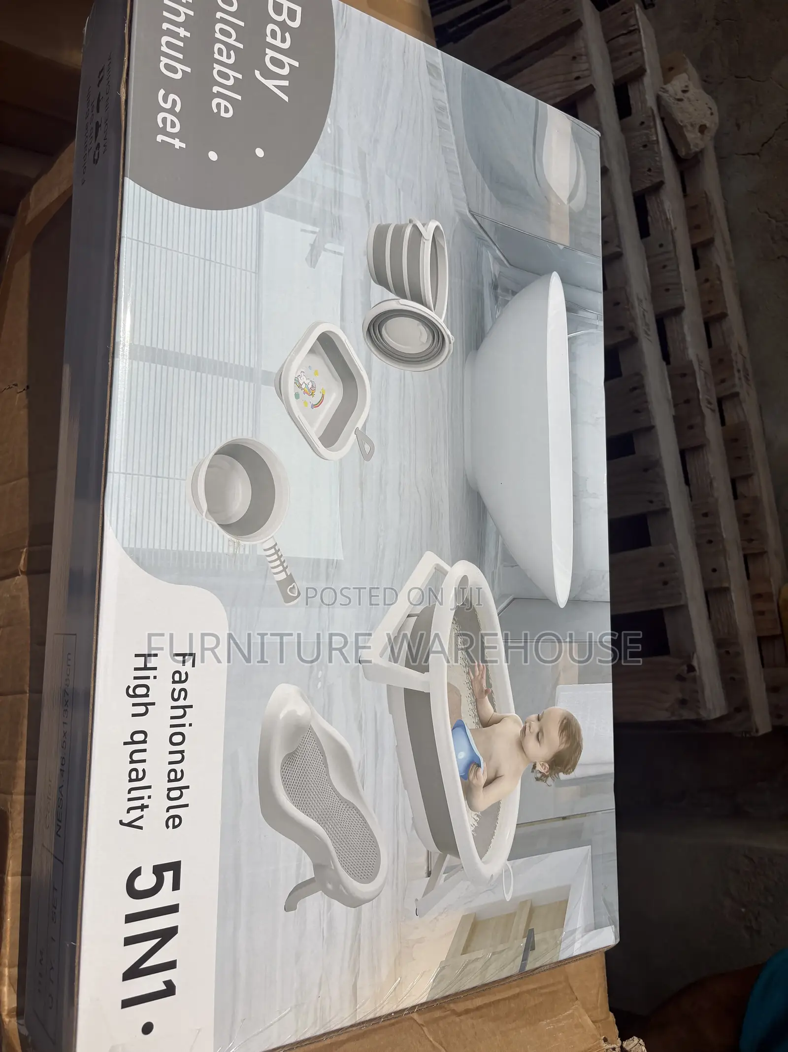 Grey 5-in-1 Baby Foldable Bathtub Set