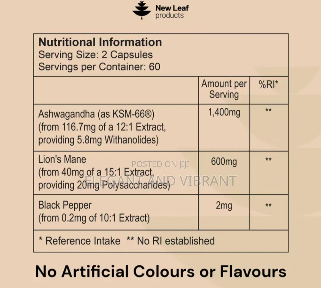 Ashwagandha KSM-66 and Lions Mane Capsules,120 High Strength Capsules