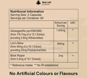 Ashwagandha KSM-66 and Lions Mane Capsules,120 High Strength Capsules