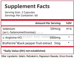 L-Arginne With Selinum and Black Pepper Combo, 3000mg Capsules